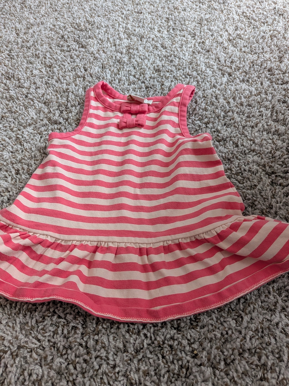 kate spade Pink and Cream Striped Sleeveless Peplum Top with Bow Size 24 Months